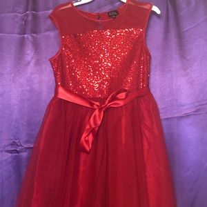Red shimmer dress